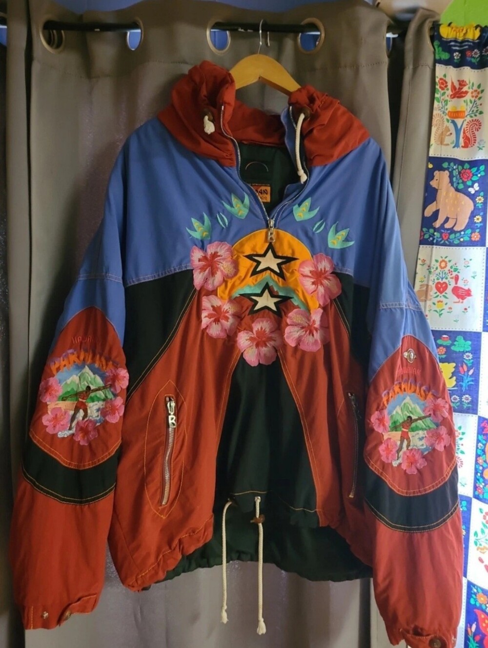 Rare 80s Vintage Bogner Goan Thylmann Embroidered Jacket Hawaiin Surf Men's XL